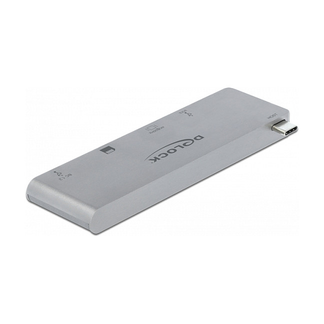 Docking Station për MacBook DeLOCK / 1xUSB‑C / 1xUSB-A / 1xHDMI / Card Reader - Gri