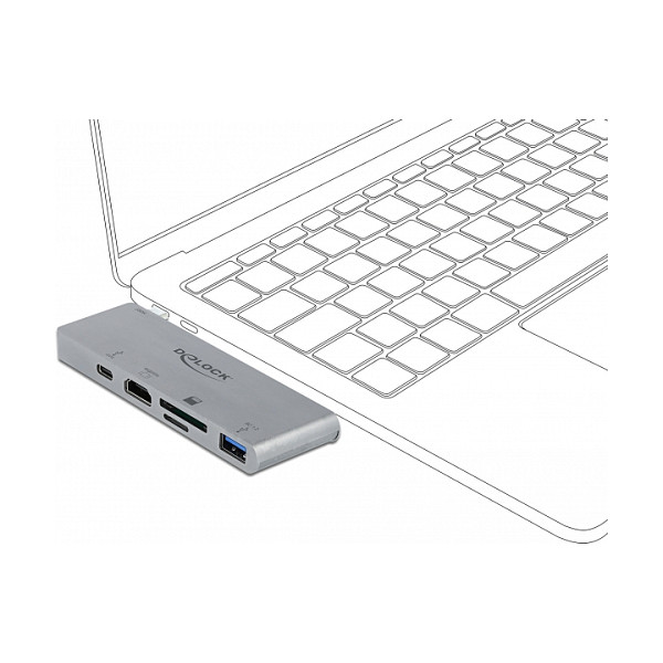 Docking Station për MacBook DeLOCK / 1xUSB‑C / 1xUSB-A / 1xHDMI / Card Reader - Gri - Figura 3