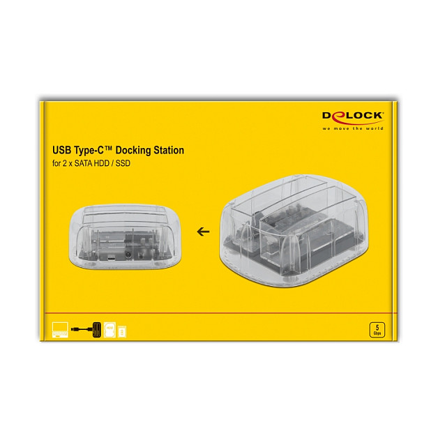Docking Station DeLOCK / 2×SATA HDD/SSD - Transparente - Figura 5