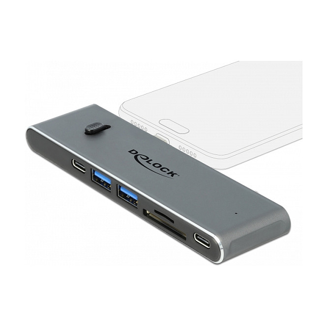Docking Station DeLOCK / 1xHDMI / 2xUSB-A / 2xUSB-C / SD - Gri