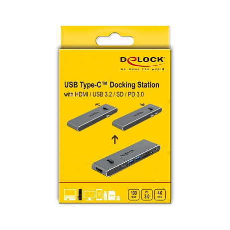 Docking Station DeLOCK / 1xHDMI / 2xUSB-A / 2xUSB-C / SD - Gri - Figura 5