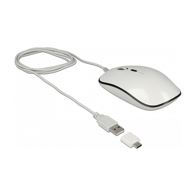 Maus me kabllo Optische Desktop Mouse / USB‑A + USB‑C / 4 Buttons - Bardhë