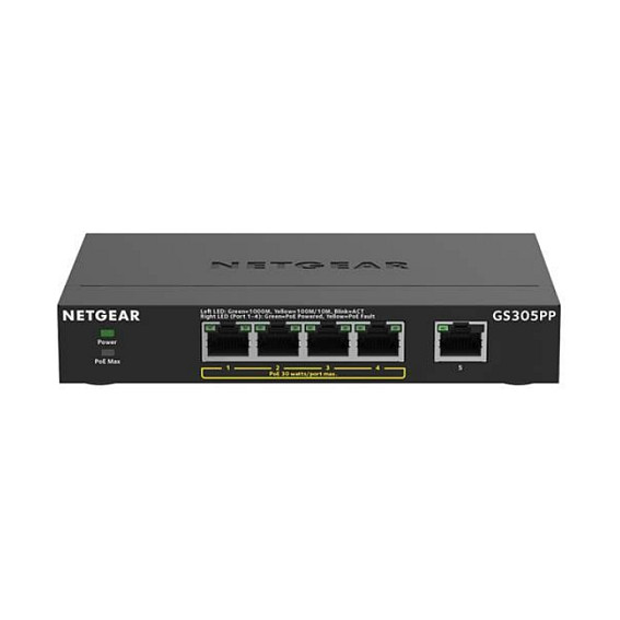NETGEAR GS305PP 5-Port Gigabit PoE+ Unmanaged Switch 83W 4x PoE+ | Desktop Fanless Switch for IP Cameras, AP & VoIP (300 Series) 2