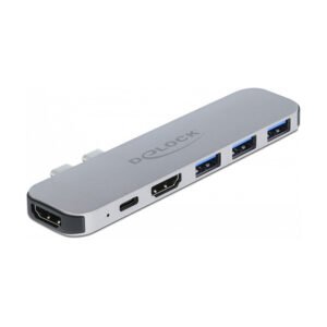 Docking Station për MacBook / 2xHDMI / 3xUSB-A / 1xUSB-C - Argjend