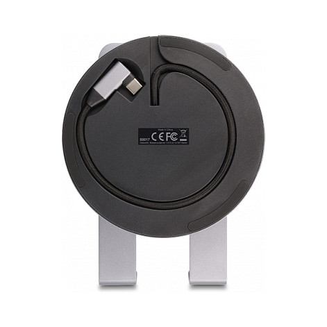 Docking Station + Mbajtëse për Tablet/Notebook / 4K / 1xHDMI / 3xUSB-C / 2xUSB-A / SD + Micro SD / 360° Rotatable - Argjend - Figura 5