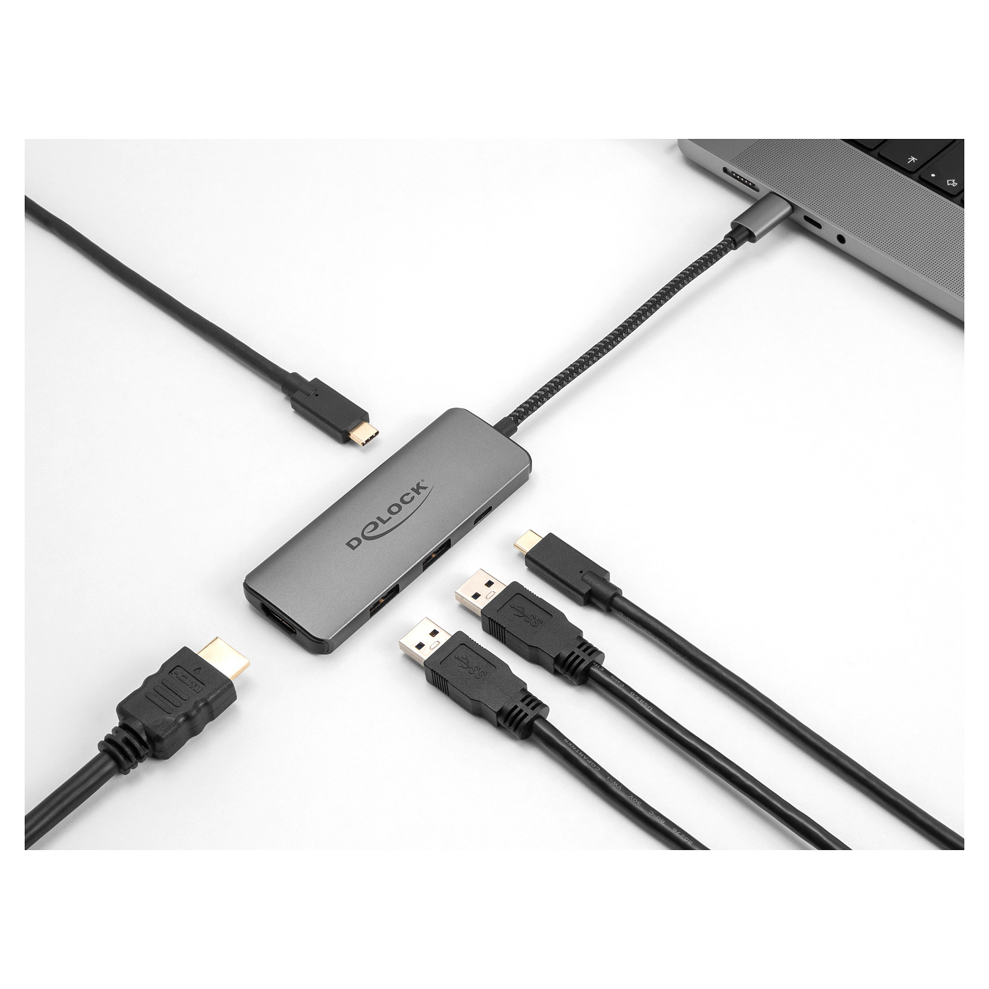 Docking Station DeLOCK / 8K / 1xHDMI / 2xUSB-A / 2xUSB-C - Gri - Figura 3