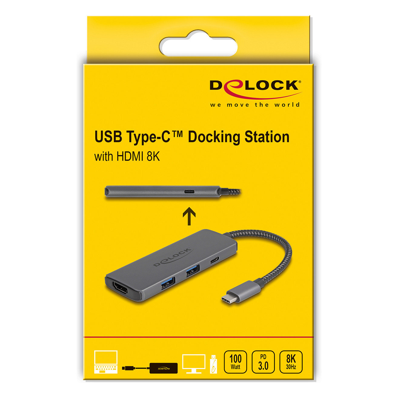 Docking Station DeLOCK / 8K / 1xHDMI / 2xUSB-A / 2xUSB-C - Gri - Figura 4