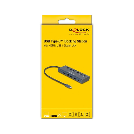 Docking Station DeLOCK / 4K / 1xHDMI / 2xUSB-A / 1xUSB-C / LAN / With Switch - Blu e Errët - Figura 3