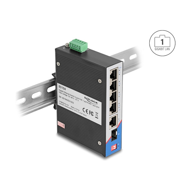 DeLOCK Industrial 5-Port Gigabit PoE Switch 1x SFP DIN-Rail Ethernet Switch for Industrial Networks 4