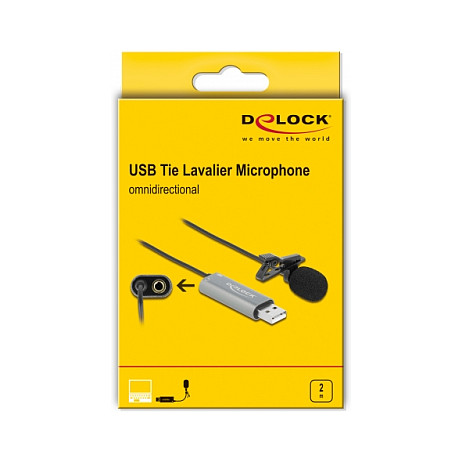 Mikrofon DeLOCK USB Lavalier Omnidireksional / Clip + 3.5mm Stereo Jack - Zezë - Figura 3