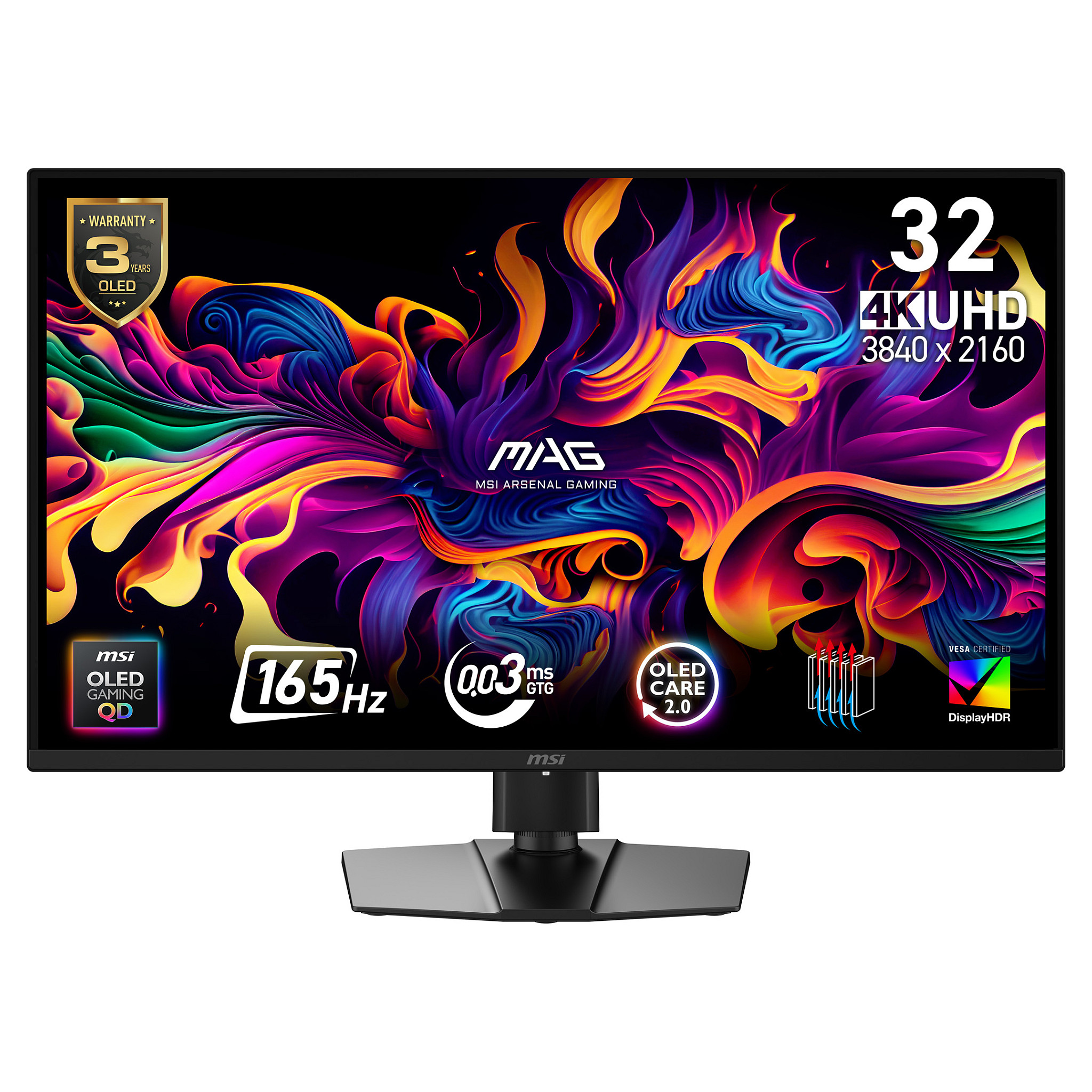 Monitor Gaming MSI MAG 322UP QD-OLED E16 / 31.5"/ 4K Ultra HD QD-OLED OLED / 165Hz / 0.03ms / USB-C+HDMI+DP - Zezë