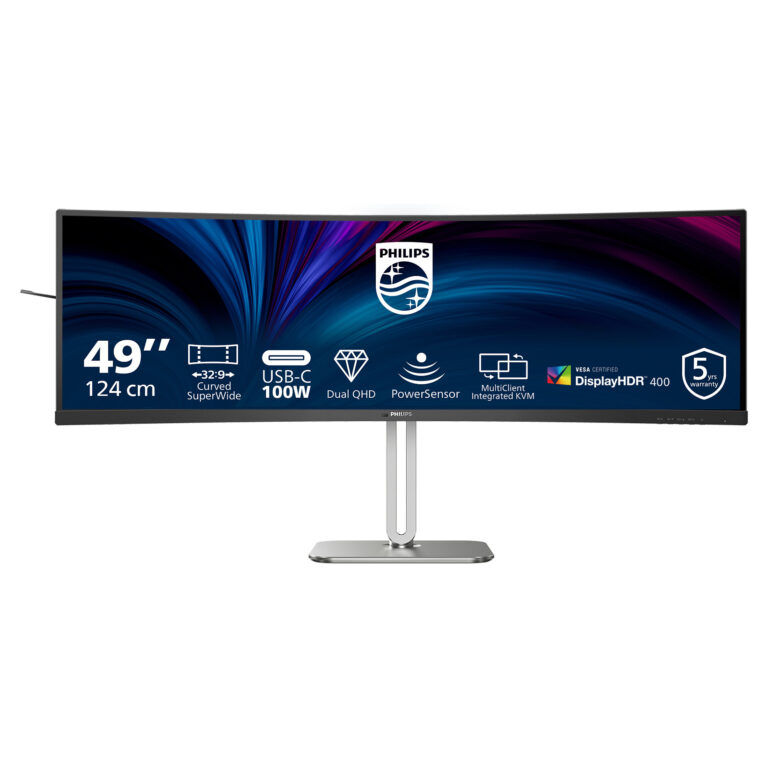 Monitor Philips 49B2U5900C/00 / 49"/ Dual QHD VA LCD Curved / 75Hz / 4ms / HDMI+DP+USB-C -Zezë/Argjendi