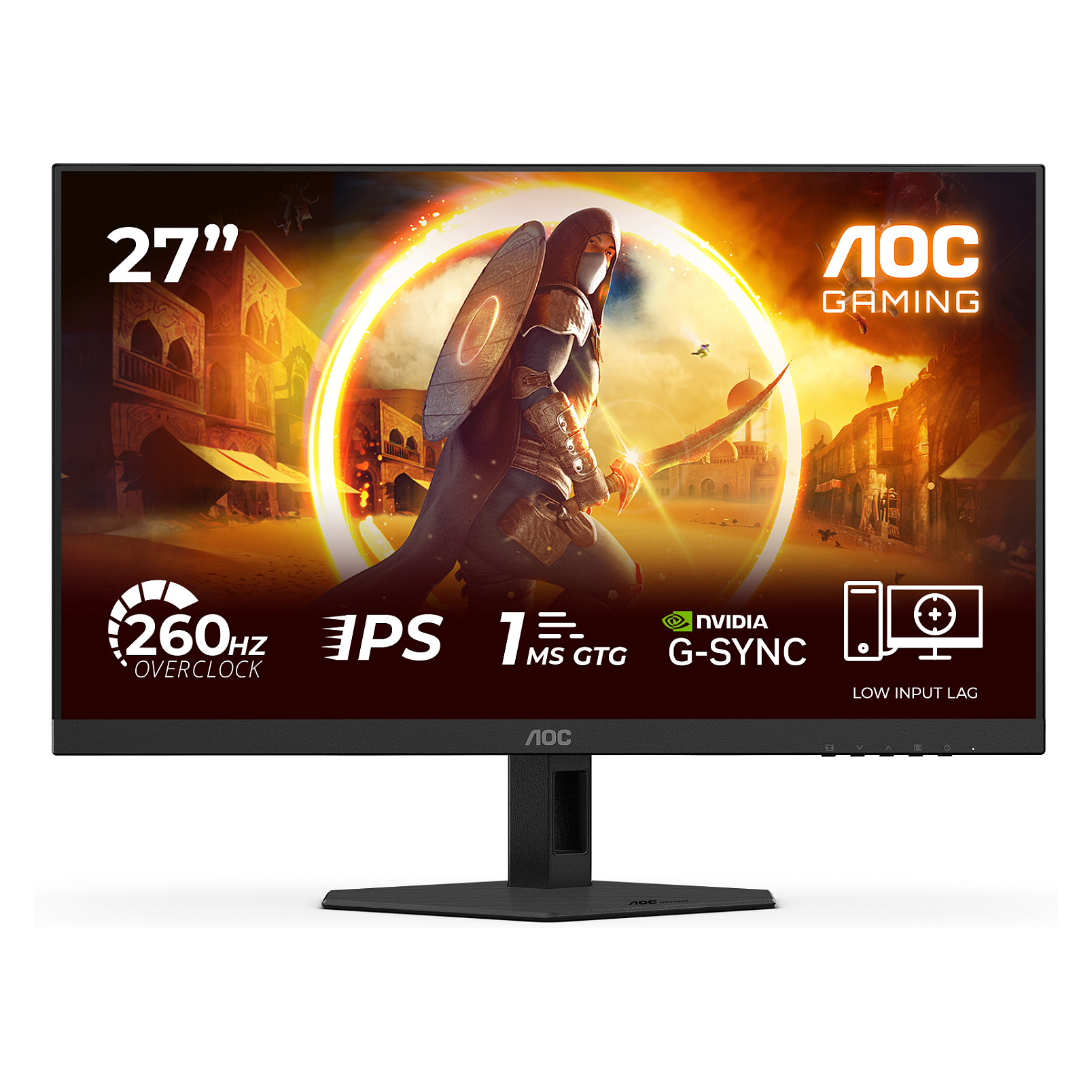 Monitor Gaming AOC 24G4ZR / 23.8"/ Full HD Fast IPS LED / 260Hz / 1ms / HDMI+DP - Zezë/Kuqe