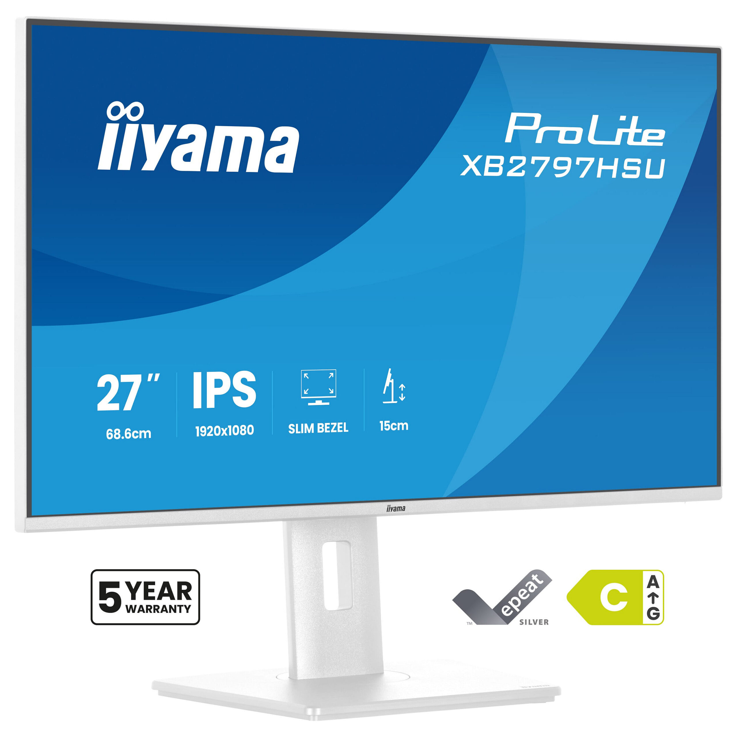 Monitor IIYAMA XB2797HSU-W1 / 27"/ Full HD IPS / LED / 120Hz / 1ms / HDMI+USB+DP - Bardhë