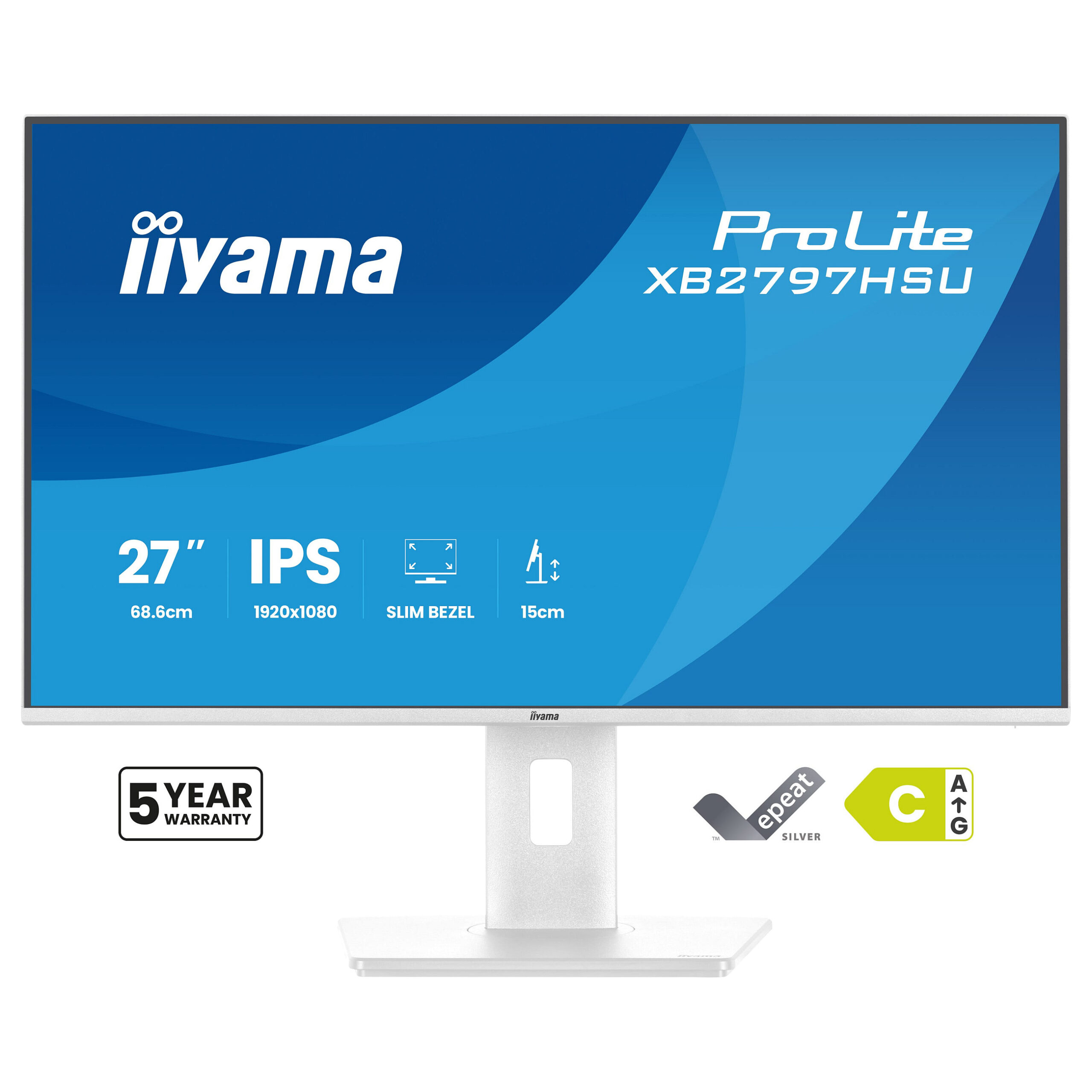 Monitor IIYAMA XB2797HSU-W1 / 27"/ Full HD IPS / LED / 120Hz / 1ms / HDMI+USB+DP - Bardhë - Figura 2