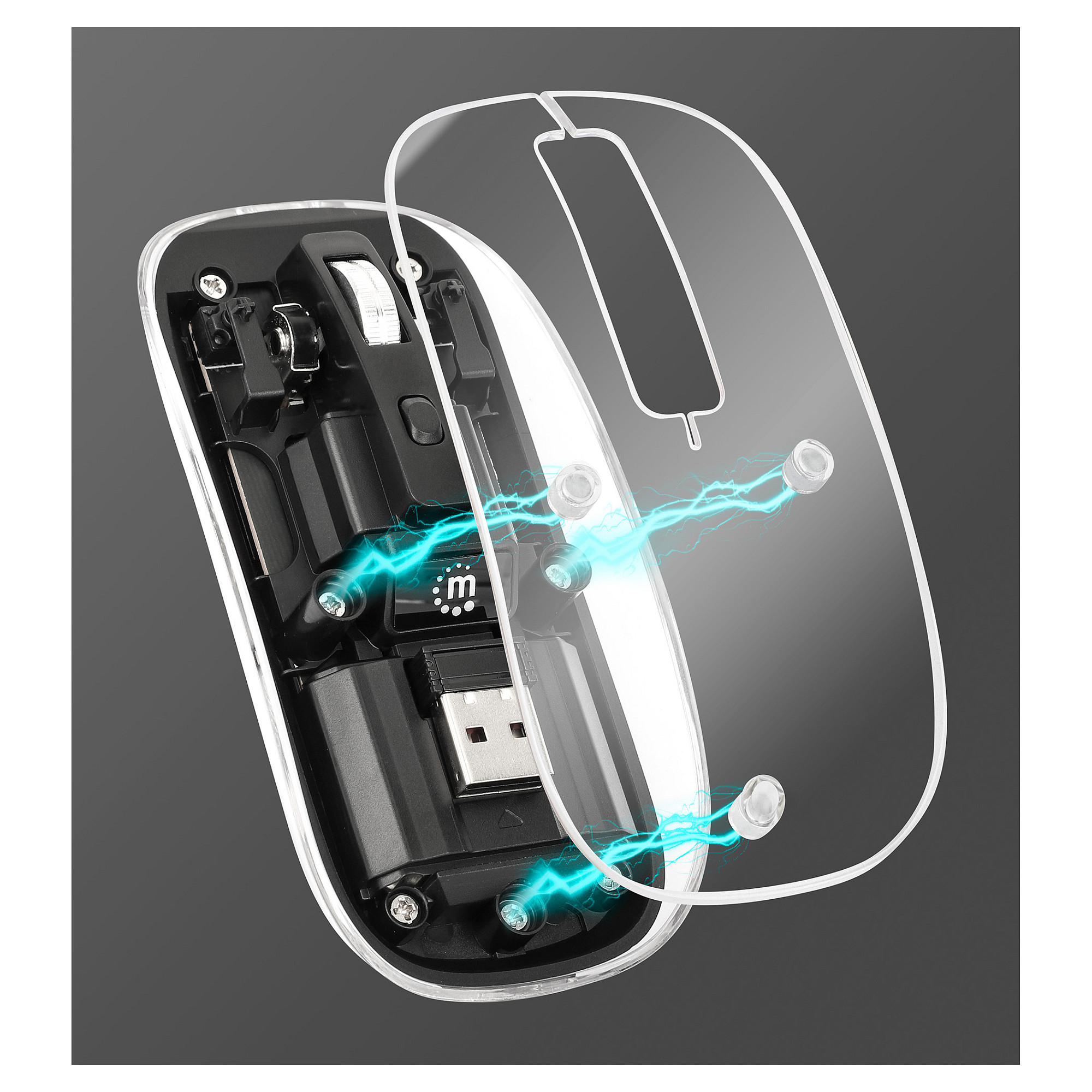 Maus pa kabllo Manhattan IWM‑201RL / USB‑A / 4 Buttons / RGB LED - Zezë / Transparente - Figura 2