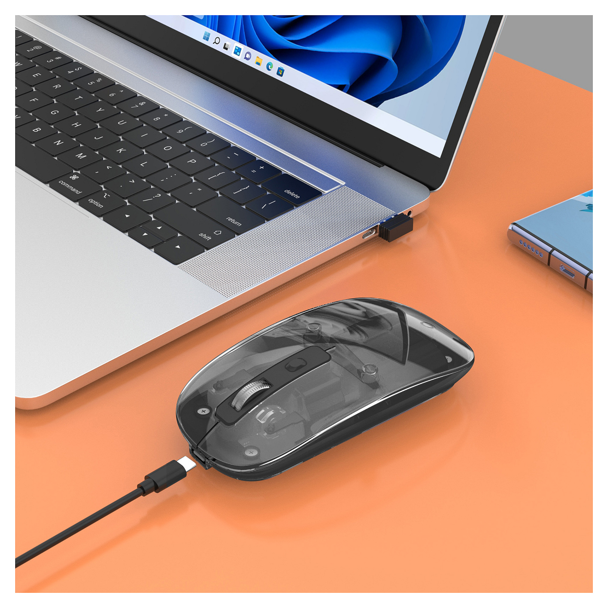 Maus pa kabllo Manhattan IWM‑201RL / USB‑A / 4 Buttons / RGB LED - Zezë / Transparente - Figura 3