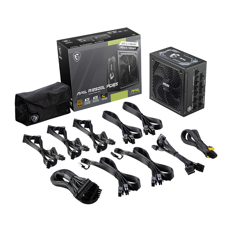 Furnizues Energjie 1250W MSI MAG A1250GL PCIE5 / 80+ Gold / ATX3.1 - Figura 5
