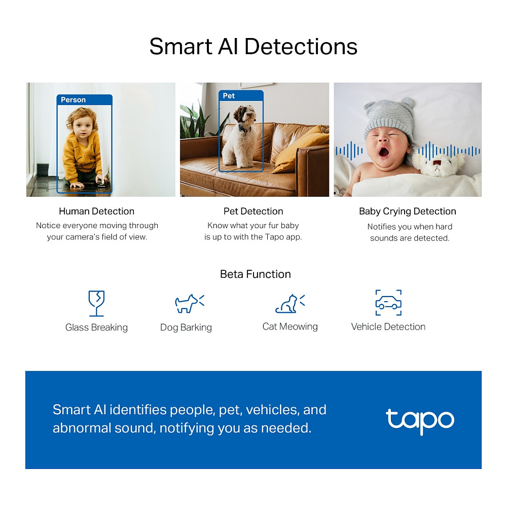Kamera për monitorimin e fëmijëve TP-Link Tapo C220 Pan/Tilt Security Wi-Fi Kamera - Bardhë - Figura 5