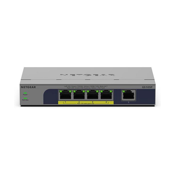 NETGEAR GS105P 5-Port Gigabit PoE+ Switch 63W Unmanaged - Figura 2