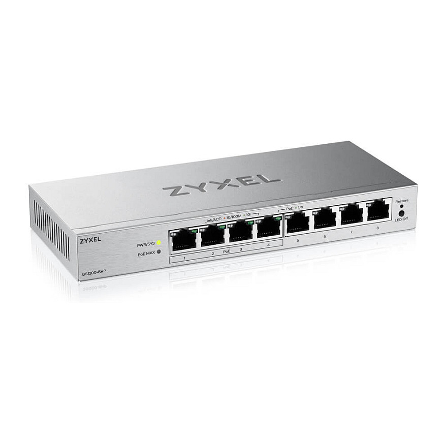Switch Zyxel GS1200‑8HPV3 / Web / 8‑Port Gigabit PoE+ - Figura 2