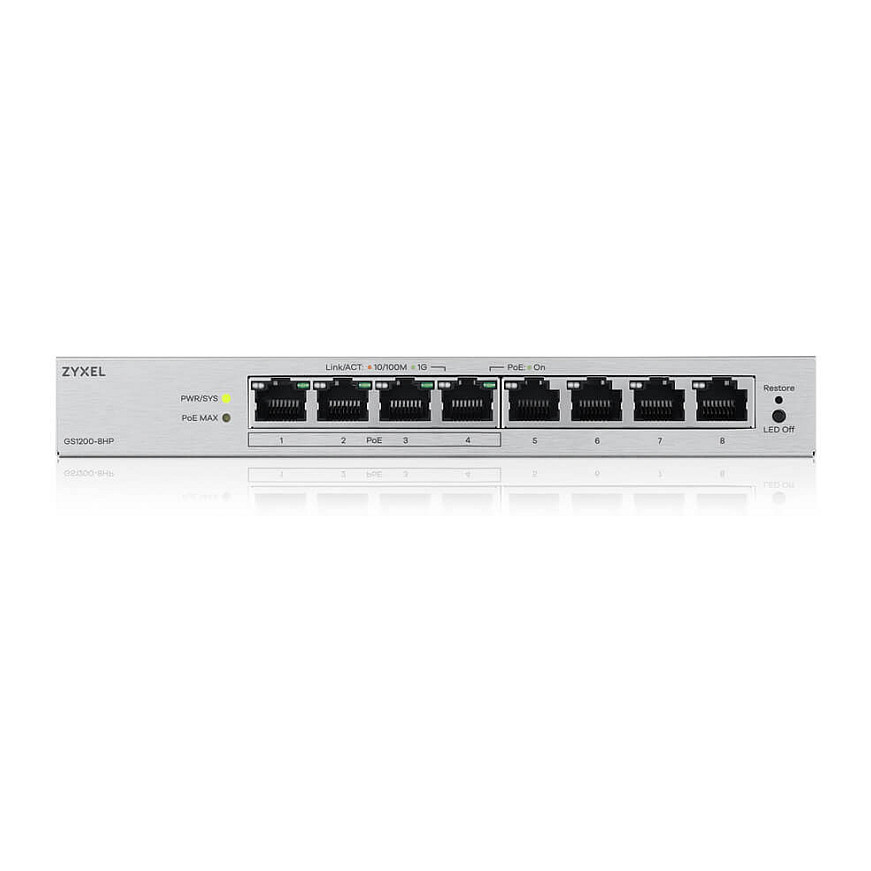 Switch Zyxel GS1200‑8HPV3 / Web / 8‑Port Gigabit PoE+ - Figura 3