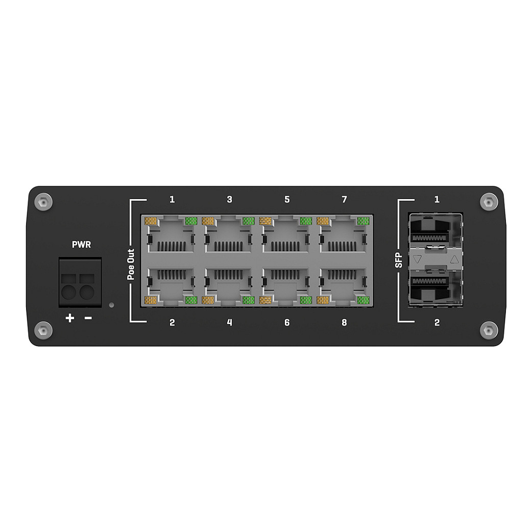 Teltonika TSW200 Industrial PoE Switch 8 Port Gigabit + 2 SFP | Unmanaged | 240W 4