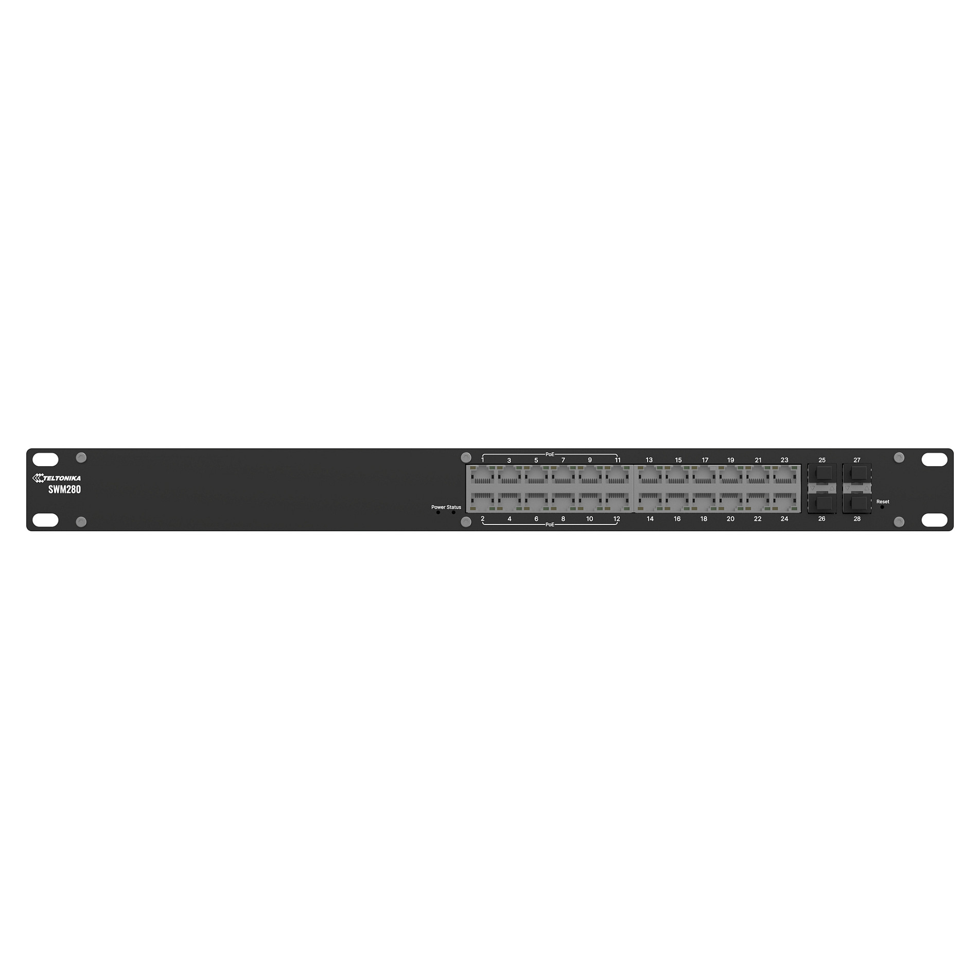 Teltonika SWM280 L2+ Managed PoE Switch 24 Port | 12x PoE + 4x SFP | 300W | 19″ Rack 2