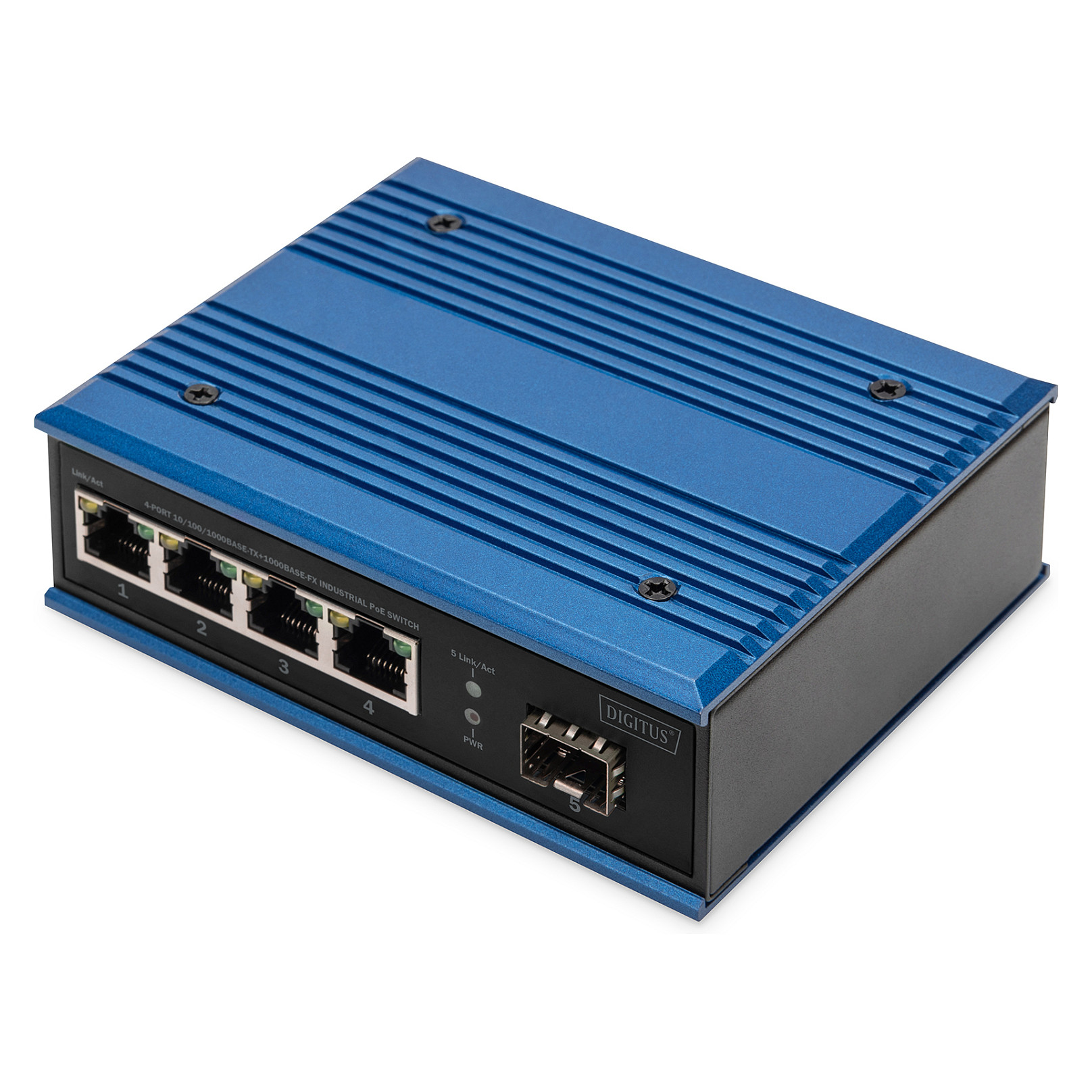 DIGITUS Industrial Gigabit PoE Switch 4 Port + 1 SFP | Unmanaged | DN-651135