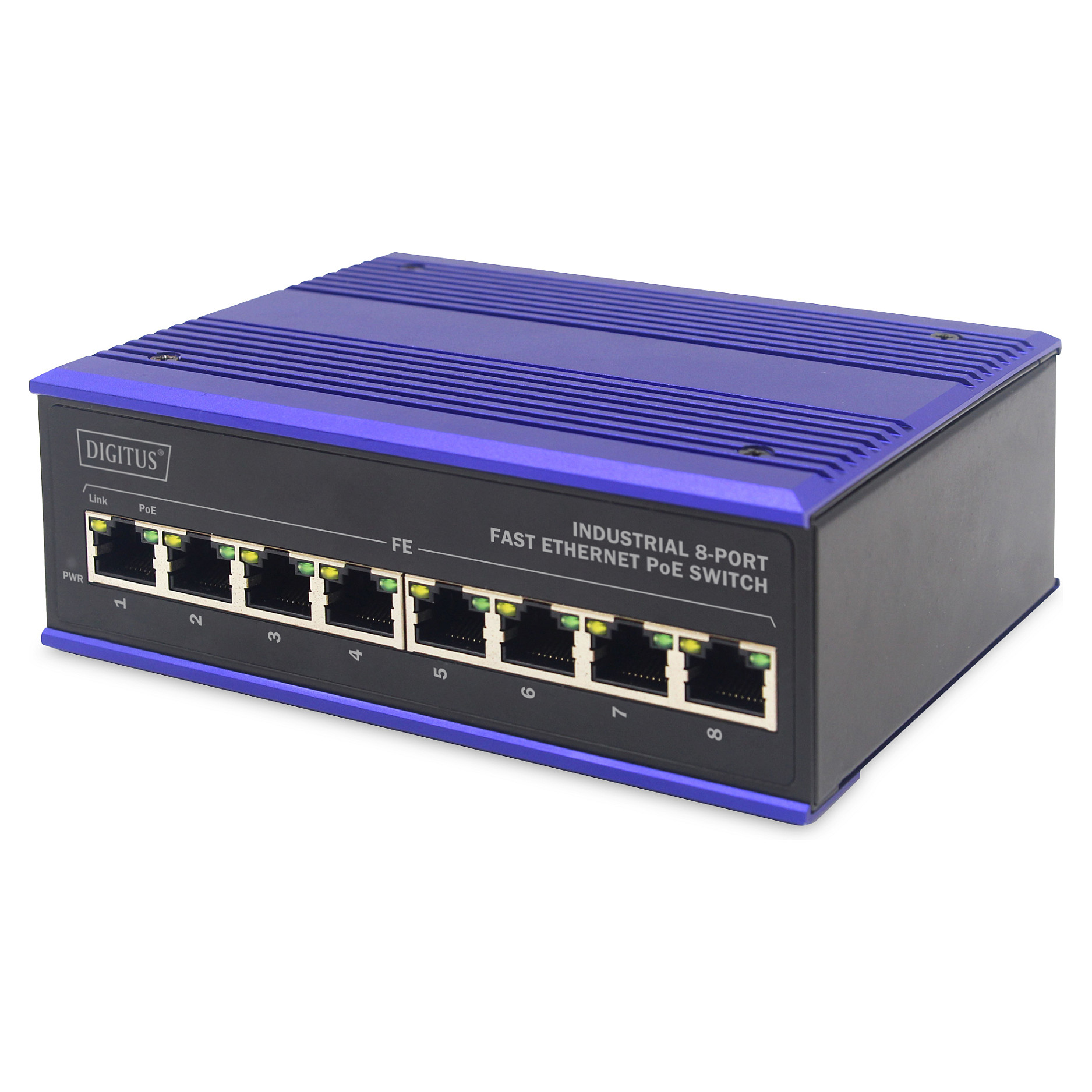 DIGITUS Industrial 8-Port Fast Ethernet PoE Switch | Unmanaged | DN-650108