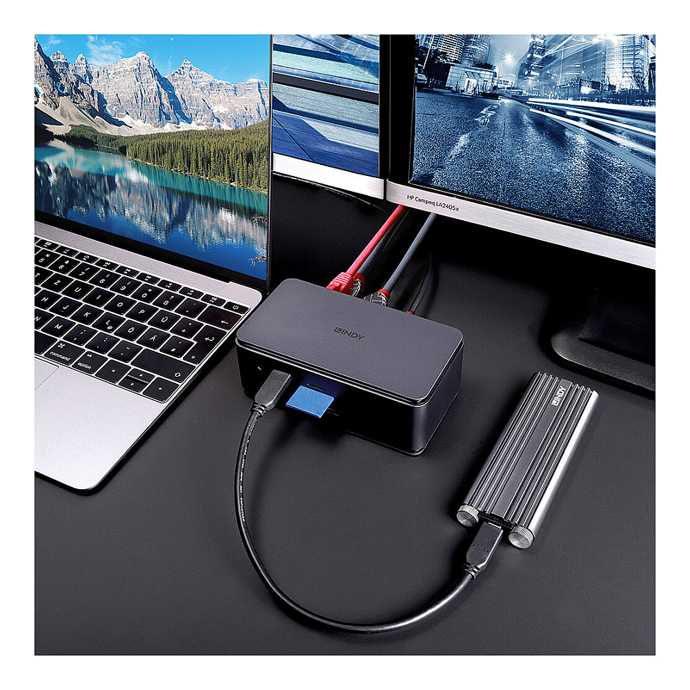 Docking Station for Laptop LINDY / 3xUSB-A / 1xUSB-C / 1xDisplayport / 1xHDMI - Gri e Errët - Figura 5