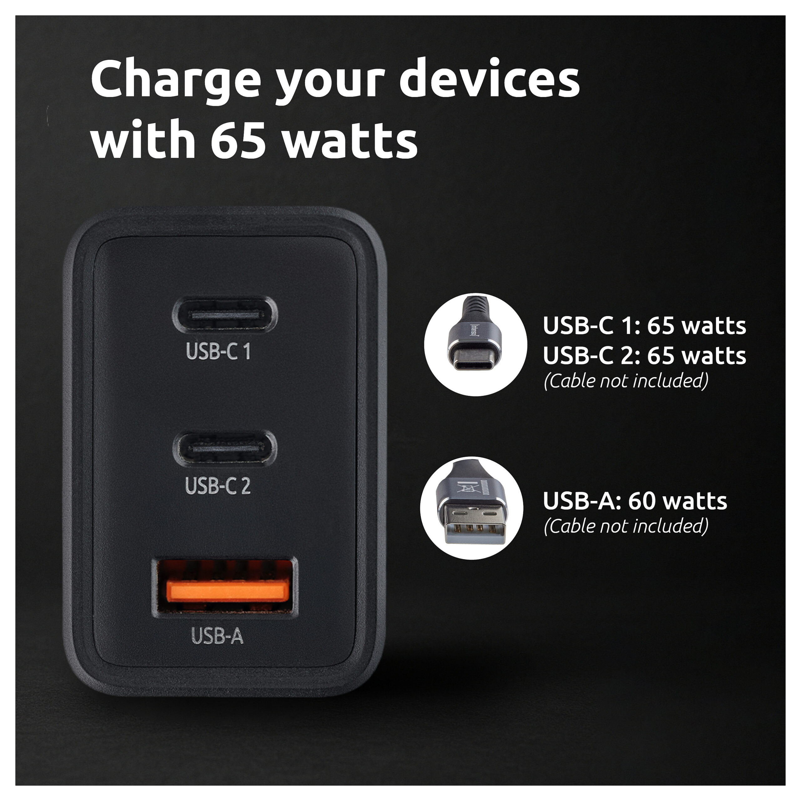 Adapter Intenso Power Adapter W65ACC GaN / 65W / 2×USB‑C + 1×USB‑A – Zezë 5