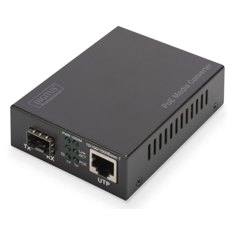 Media Converter DIGITUS / Gigabit PoE / SFP–RJ45 / PSE
