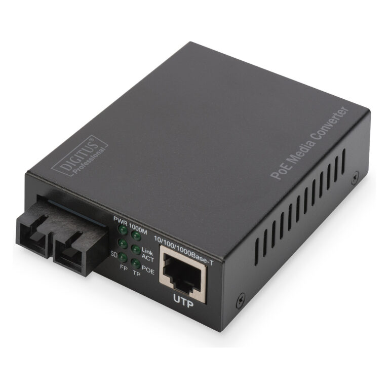 Media Converter DIGITUS / Gigabit PoE / RJ45–SC Multimode / PSE