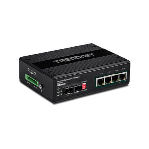 TRENDnet TI-UPG62 6-Port Gigabit Ultra PoE Industrial Switch 240W 4x Ultra PoE 2x SFP DIN-Rail Managed IP30 -40°C to 75°C 8