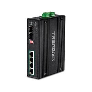 TRENDnet TI-PG62B 6-Port Gigabit PoE+ Industrial Switch 120W 4x PoE+ 2x SFP DIN-Rail Unmanaged Rugged Ethernet Switch