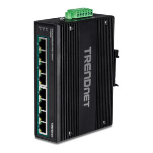 TRENDnet TI-PG80B 8-Port Gigabit PoE+ Industrial Managed Switch 200W DIN-Rail 24–56V Dual Power IP50 6