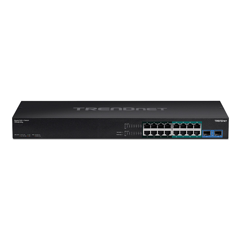 TRENDnet TPE-BG182G 18-Port Gigabit PoE++ Switch 440W 2x SFP Industrial Web Smart Managed Rackmount 2