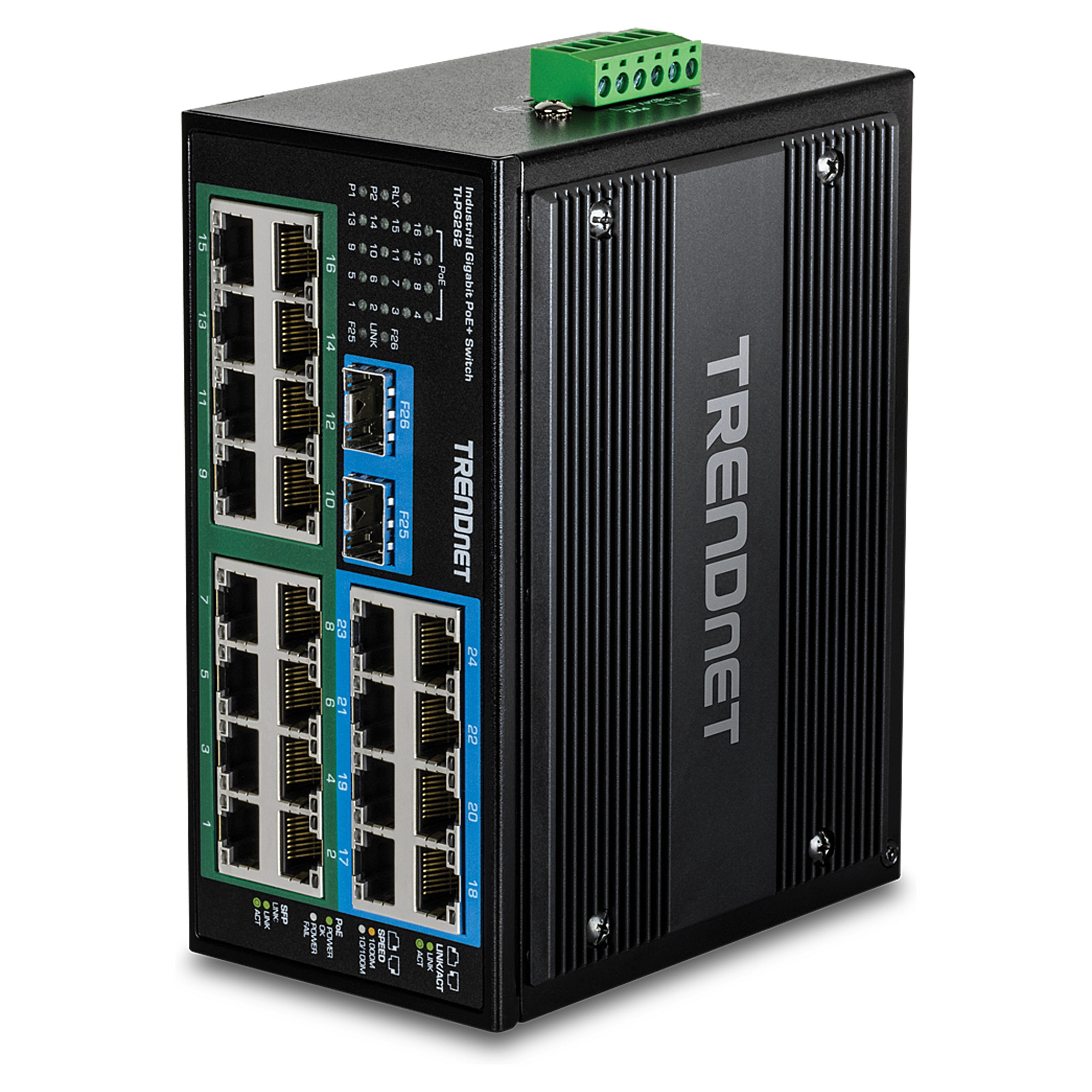 Switch TRENDnet TI‑PG262 / Unmanaged / 26‑Port Gigabit / PoE+ / DIN‑Rail