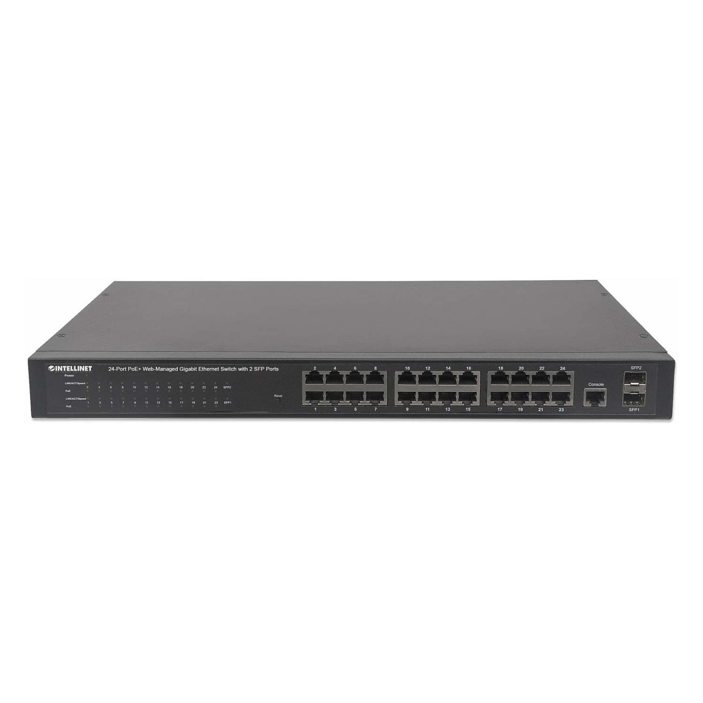 Intellinet 24-Port Gigabit PoE+ Web-Managed Switch 240W 2x SFP VLAN QoS 4
