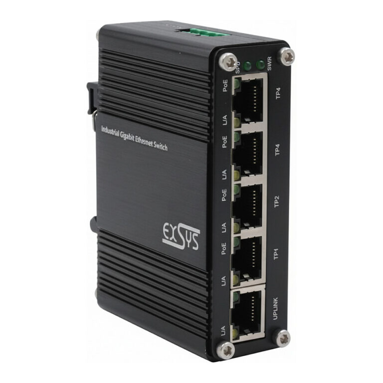 Switch EXSYS EX‑62020PoE / Industrial / 5‑Port Ethernet / PoE / Unmanaged