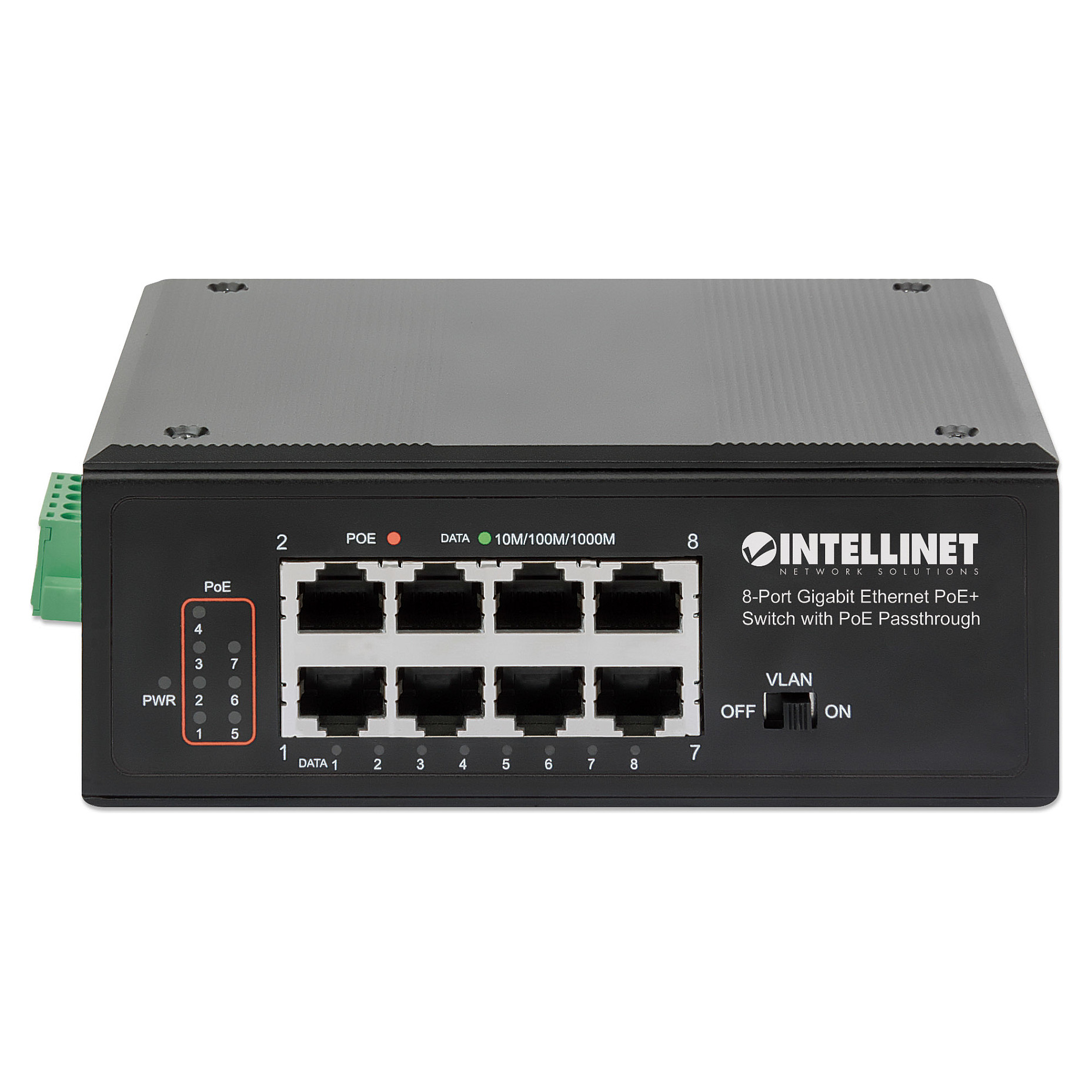 Switch INTELLINET / PoE+ / 8x Gigabit PoE / PoE‑Passthrough / 1x PD PoE 95W Input / 7x PSE PoE deri 120W / DIN‑Rail Mount - Figura 3