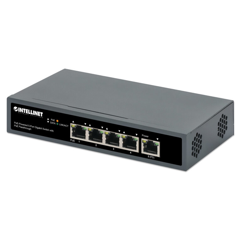 Switch INTELLINET / 5‑Port Gigabit / PoE‑Powered / PoE Passthrough / Unmanaged