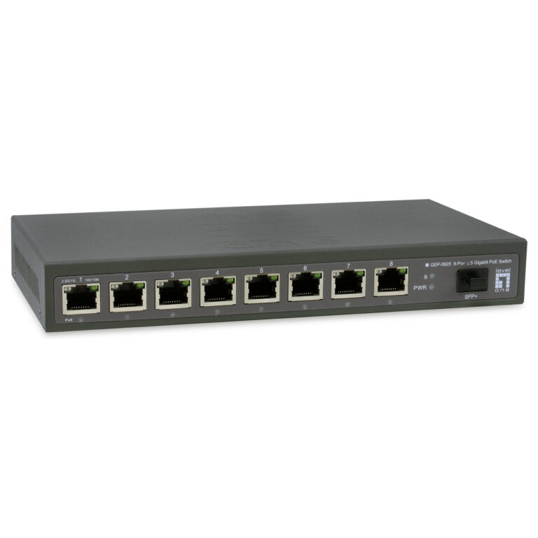 Switch LevelOne / PoE+ / 8x Gigabit PoE / 1x 10G SFP+ / 120W / Unmanaged