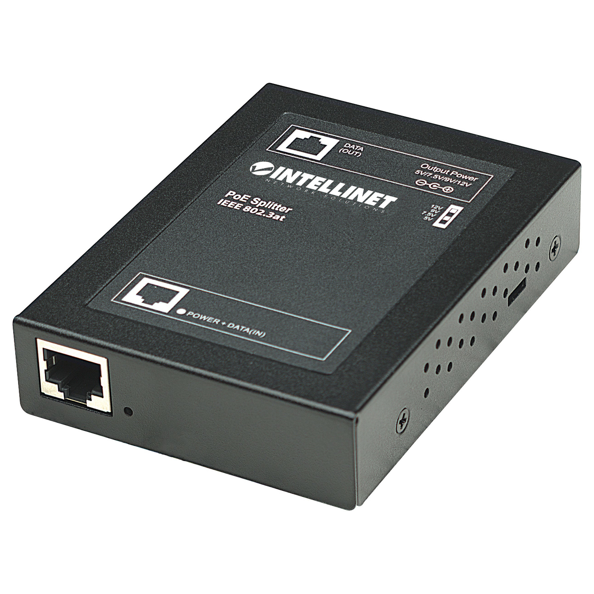 Spliter PoE+ INTELLINET / IEEE 802.3at / 1‑Port / 5‑7.5‑9‑12V DC