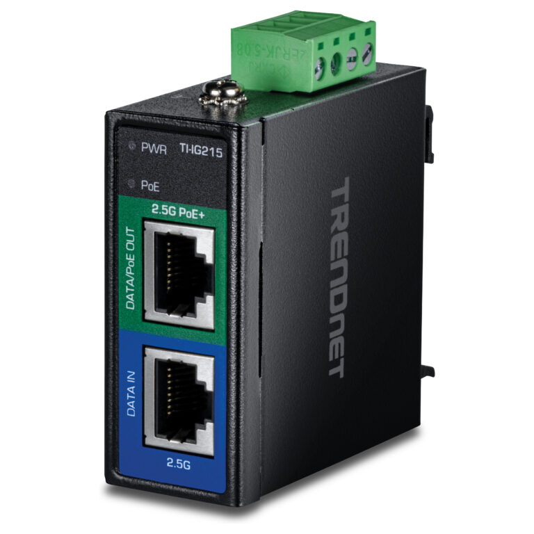 Aksesorë për rrjet TRENDnet TI‑IG215 / Industrial PoE+ Injector / 2.5G 30W DIN‑Rail