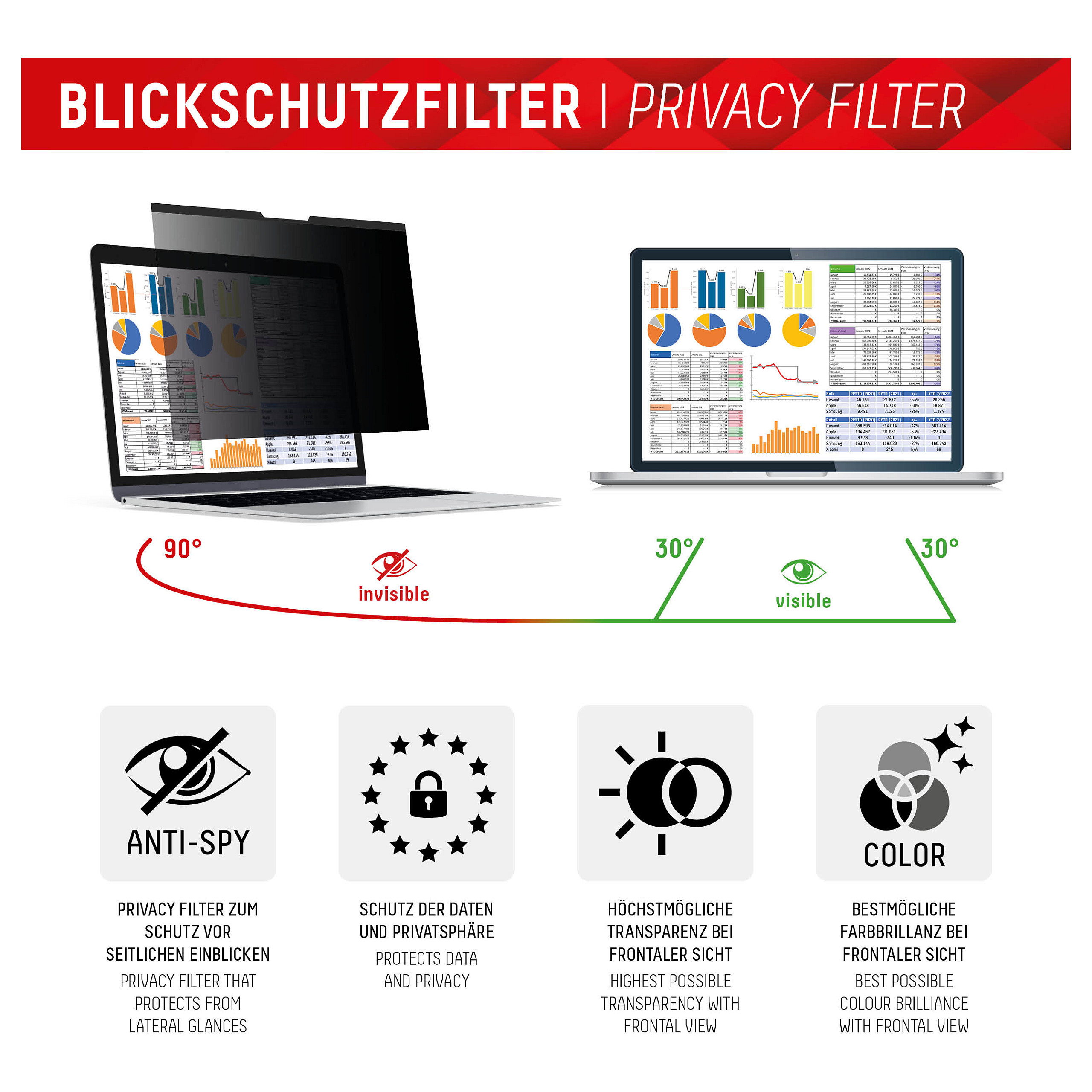 Xham mbrojtës Privacy Filter Displex Privacy Safe Universal 14" 16:9 - Figura 3