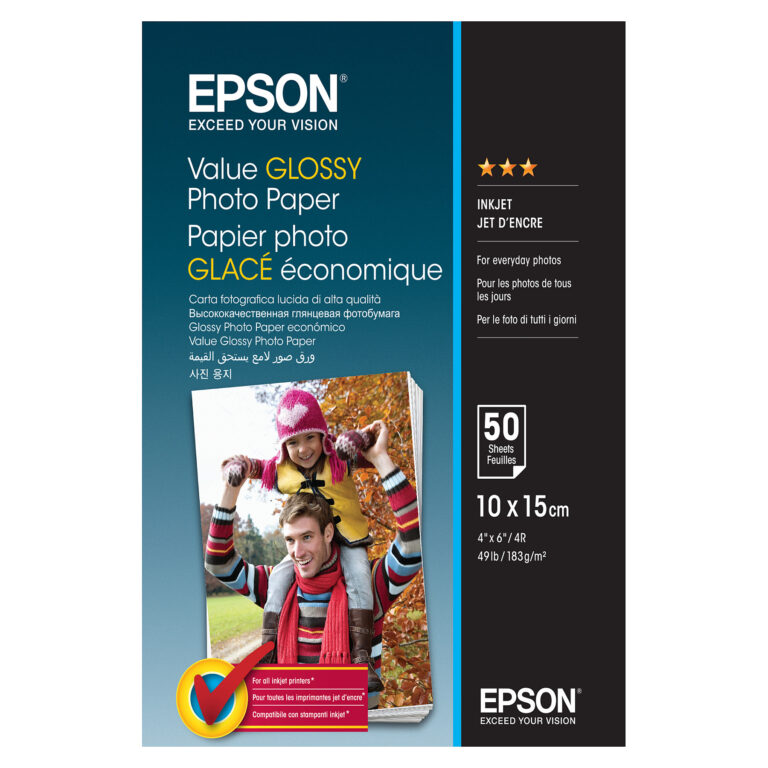 Letër fotografike me shkëlqim Epson 10x15 cm – 50 fletë