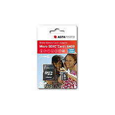 Kartë Memorie SD AgfaPhoto microSDXC 64GB UHS-I Class 10 U1 High Speed me Adapter SD
