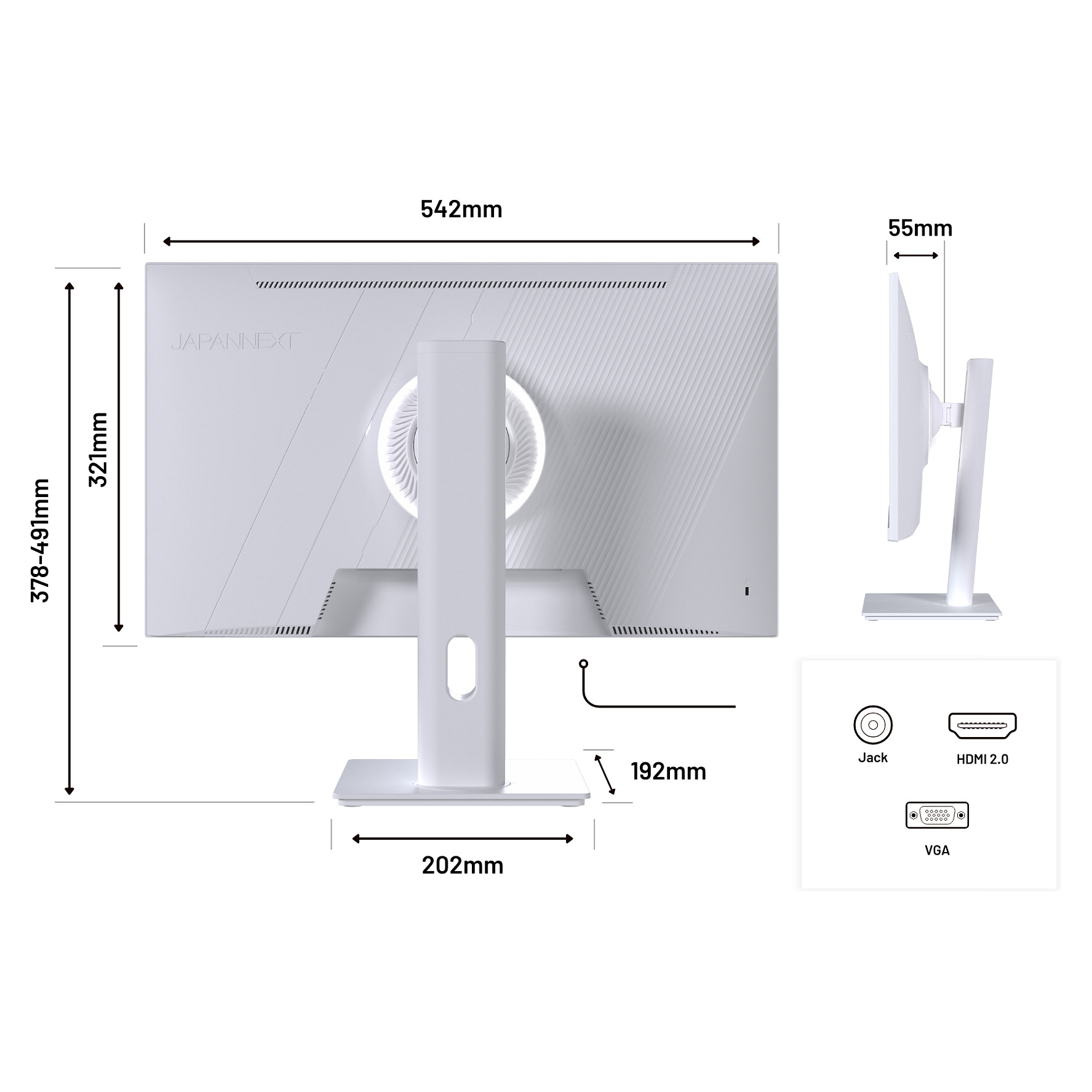 Monitor Gaming JapanNext / 23.8"/ Full HD IPS / LCD / 120Hz / 0.5ms / HDMI+VGA - Bardhë - Figura 4